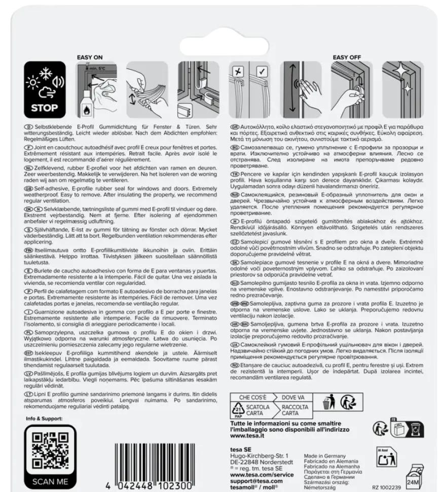 Tesa Tochtband E-profiel zelfklevend bruin 6m
