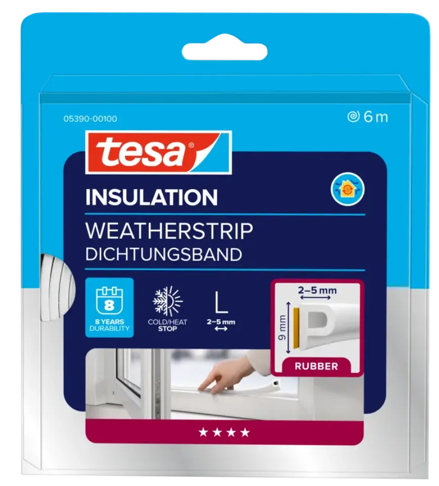 Tesa Tochtband P-profiel zelfklevend wit 6m
