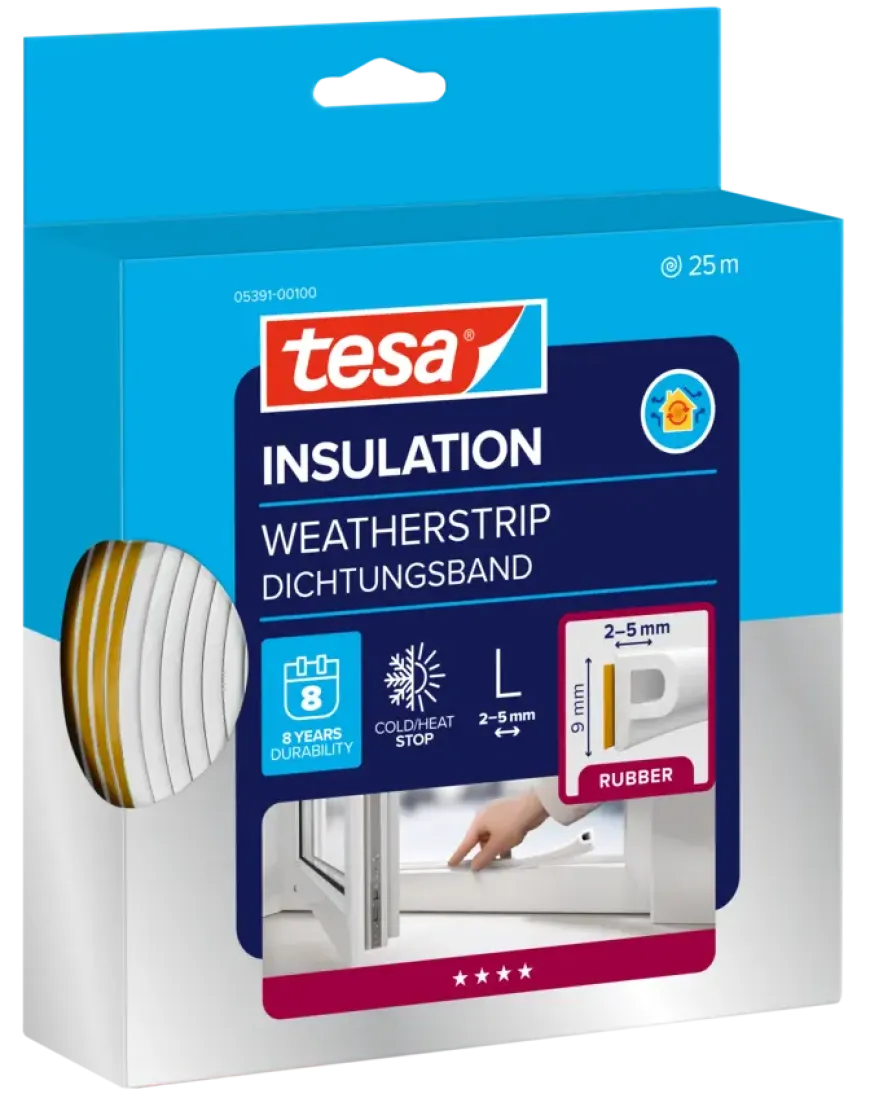 Tesa Tochtband P-profiel zelfklevend wit 25m
