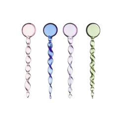 Geen Theelepel glas set van 4 roze, blauw, paars en groen