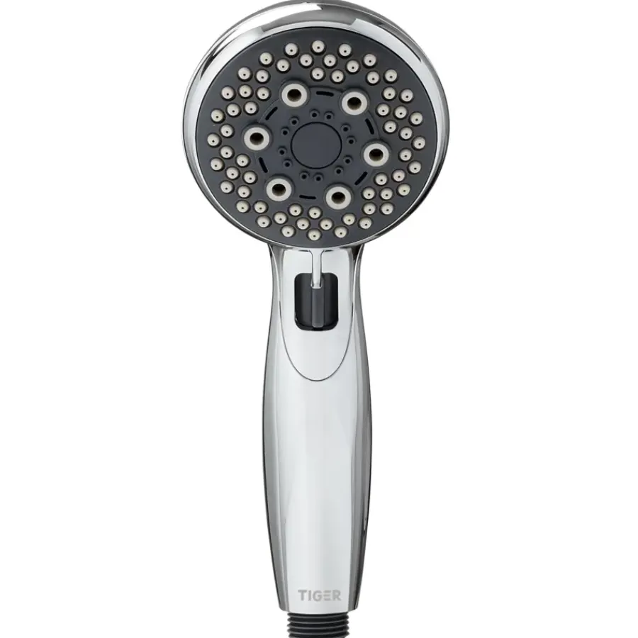 Tiger douchekop Splash Eco Malaga handdouche waterbesparend 5 standen ø 8 cm chroom