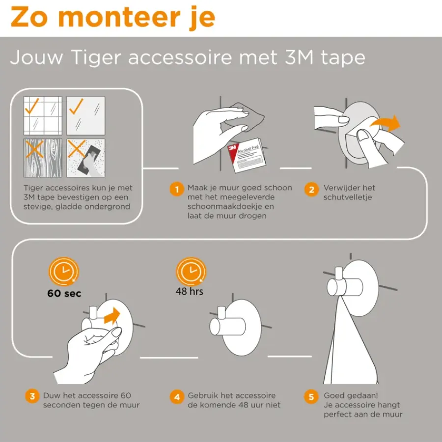 Tiger handdoekhaak Func mat zwart