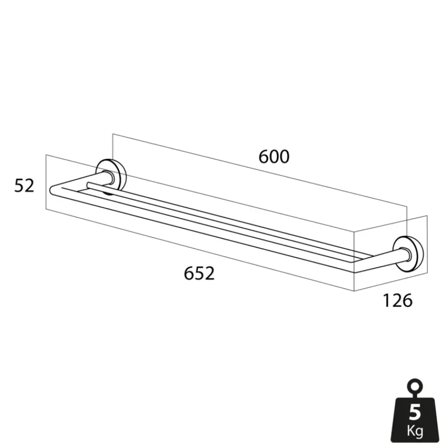 Tiger handdoekrek Cooper dubbel 65,2 cm RVS geborsteld / Zwart