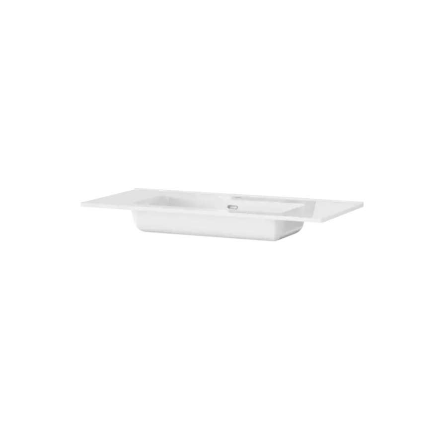 Tiger inbouw wastafel T-line Quadro glanzend wit keramiek 101 cm
