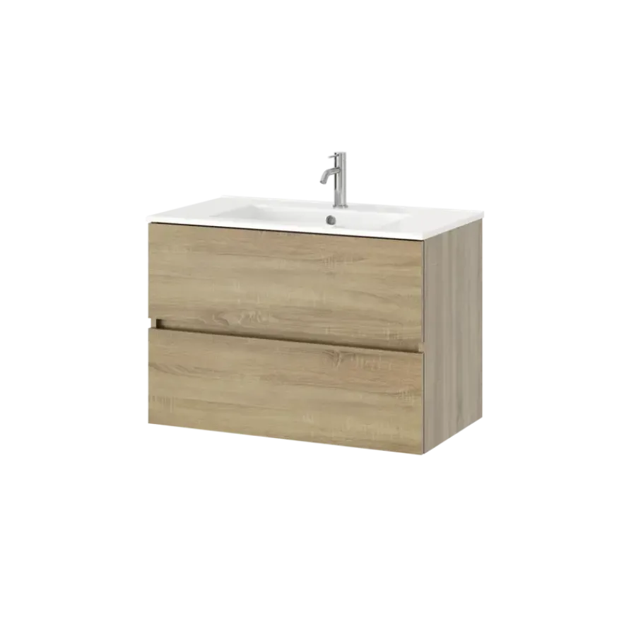 Tiger inbouw wastafel T-line Quadro glanzend wit keramiek 101 cm