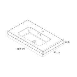 Tiger opbouw wastafel T-line Quadro mat zwart polybeton 60 cm