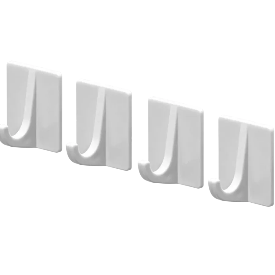 Tiger ophang haak Baseline Rectangle medium wit ABS set van 4