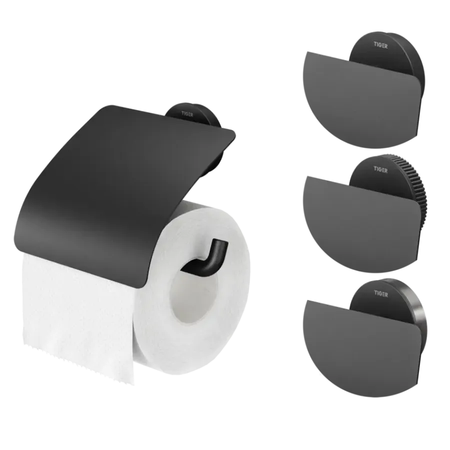 Tiger Orion Toiletrolhouder met klep - Zwart