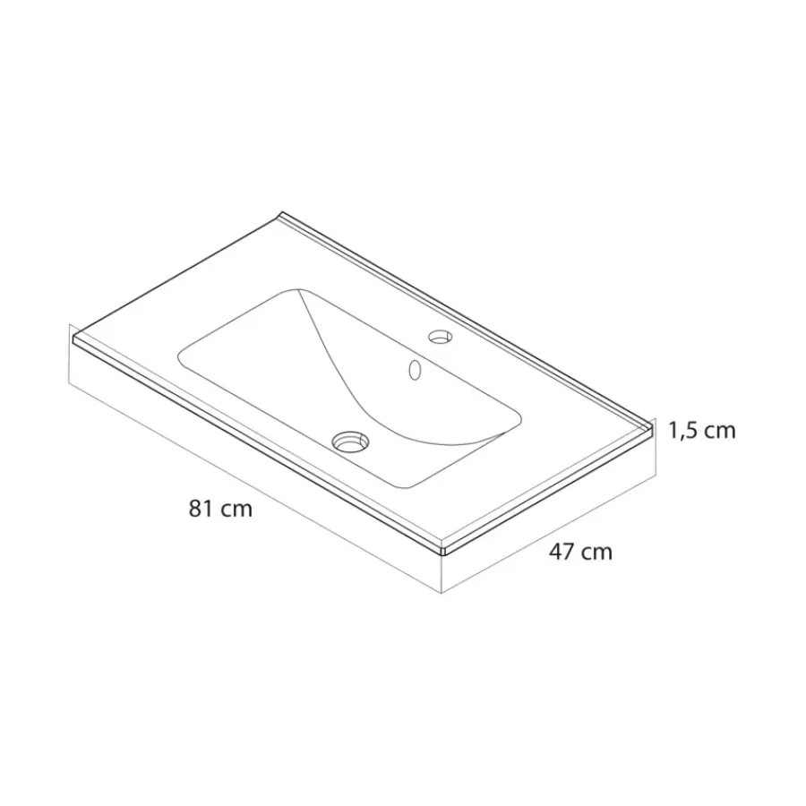 Tiger T-Line Quadro inbouwwastafel 81 cm meubel wit