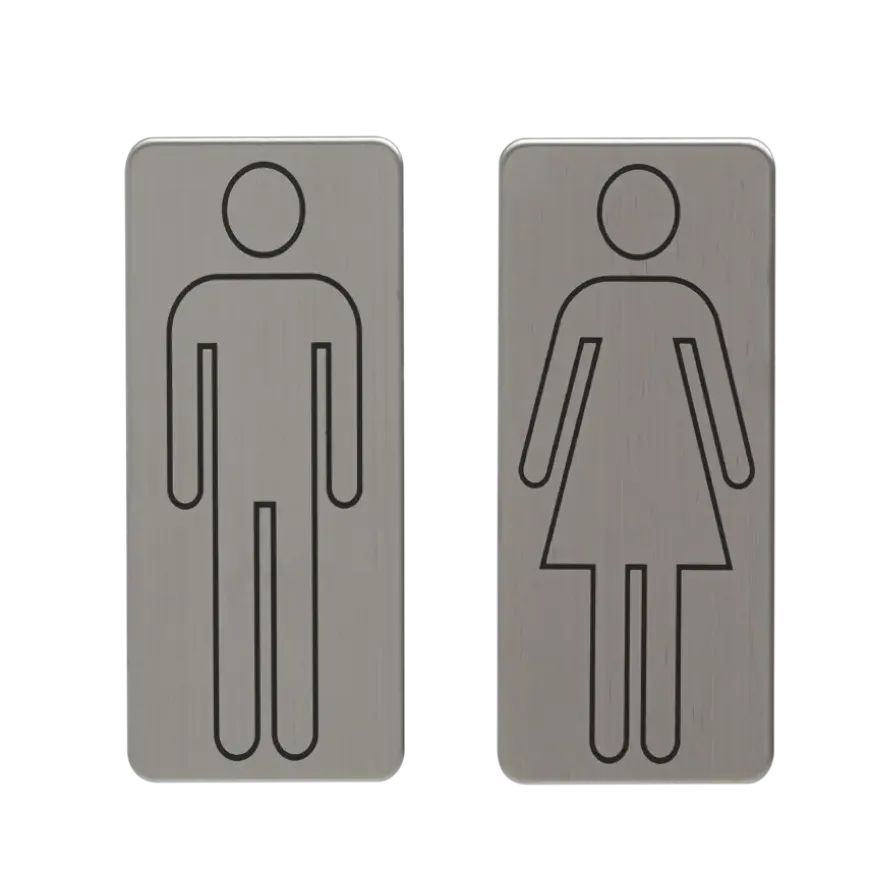 Tiger toilet bordjes man vrouw geborsteld RVS zelfklevend