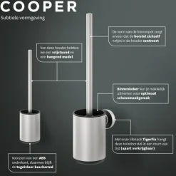 Tiger toiletborstel Cooper met houder vrijstaand RVS geborsteld / Zwart
