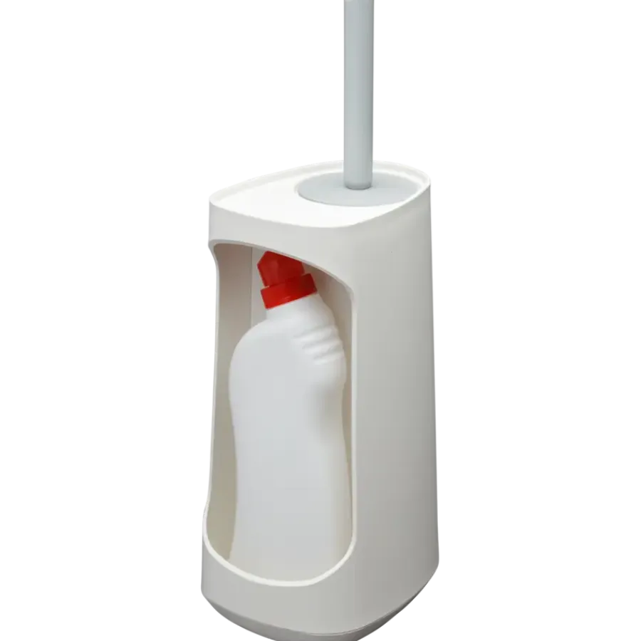 Tiger Toiletborstelhouder TESS met opbergfunctie vrijstaand en Swoop borstel flexibel wit/lichtgrijs