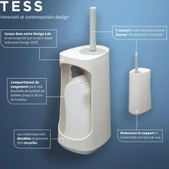 Tiger Toiletborstelhouder TESS met opbergfunctie vrijstaand en Swoop borstel flexibel wit/lichtgrijs