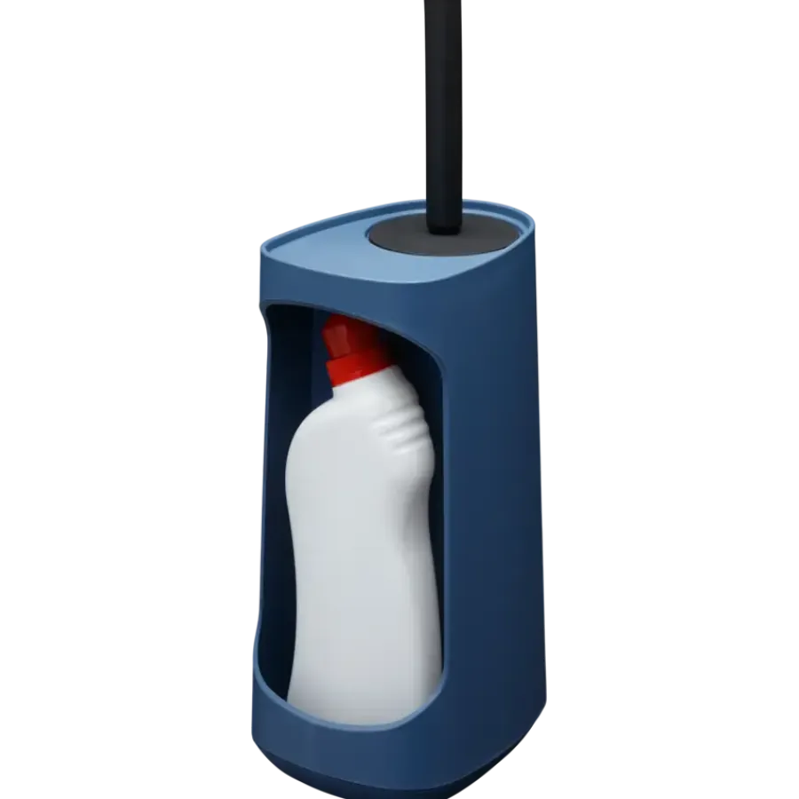 Tiger Toiletborstelhouder TESS met opbergfunctie vrijstaand en Swoop borstel flexibel blauw/zwart