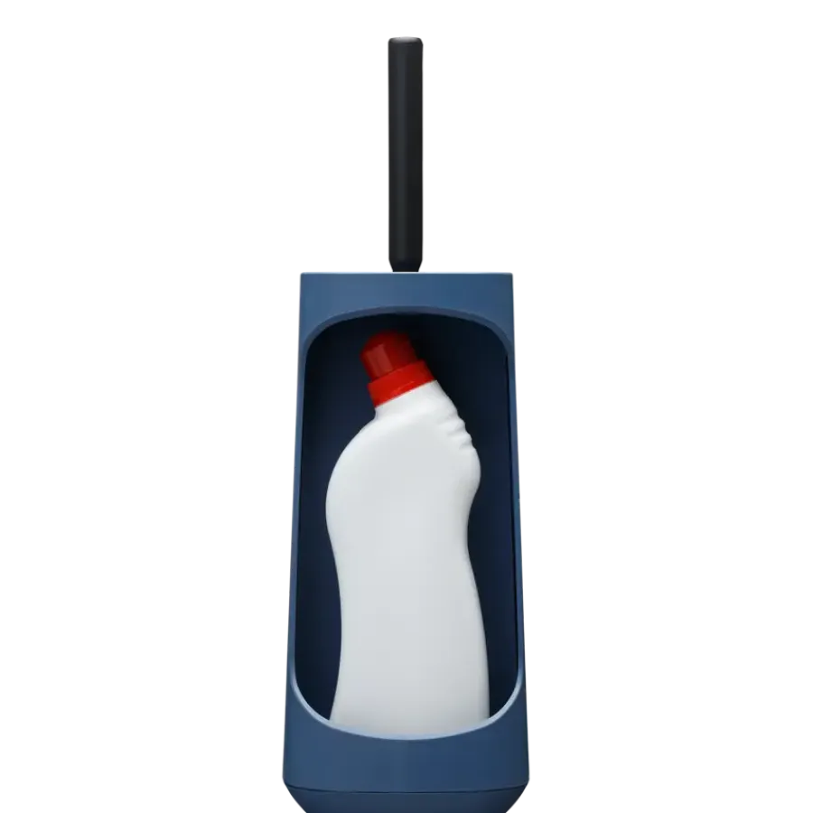 Tiger Toiletborstelhouder TESS met opbergfunctie vrijstaand en Swoop borstel flexibel blauw/zwart