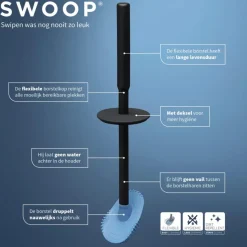 Tiger Toiletborstelhouder TESS met opbergfunctie vrijstaand en Swoop borstel flexibel blauw/zwart