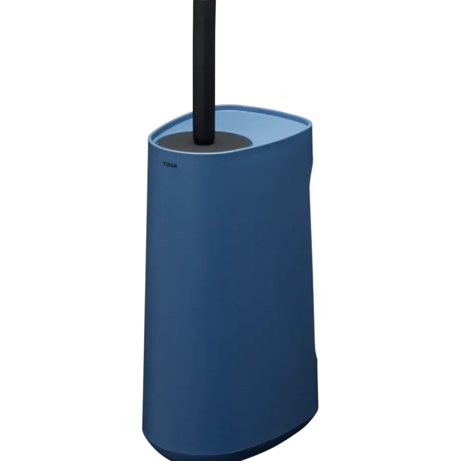 Tiger Toiletborstelhouder TESS met opbergfunctie vrijstaand en Swoop borstel flexibel blauw/zwart