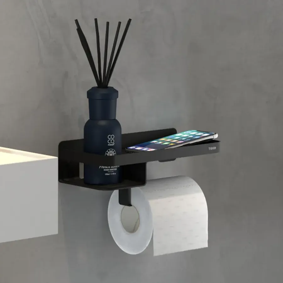 Tiger toiletrolhouder Caddy Zwart