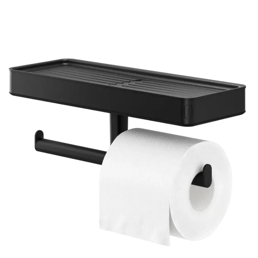 Tiger toiletrolhouder Carv met planchet Zwart