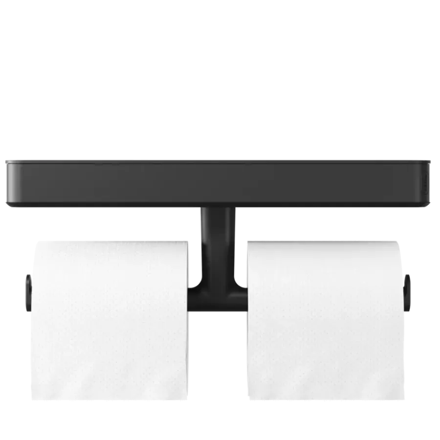 Tiger toiletrolhouder Carv met planchet Zwart