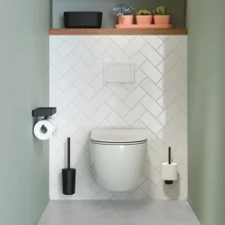 Tiger toiletrolhouder Carv met planchet Zwart