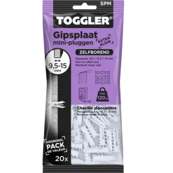Toggler gipsplaatplug mini SPM 9.5-15 mm 20 stuks