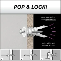 Toggler gipsplaatplug SP 9.5-15 mm met schroeven 6 stuks