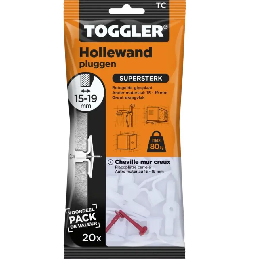 Toggler hollewandplug TC20 16-19 mm 20 stuks