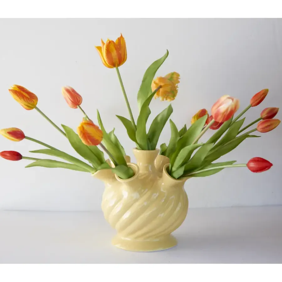 Decoris Tulpenvaas porselein geel 19,5cm
