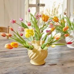 Decoris Tulpenvaas porselein geel 19,5cm