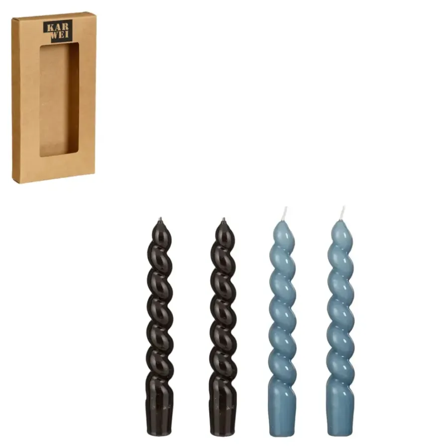 Geen Twist dinerkaars blauw zwart 4 stuks