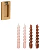 Geen Twist dinerkaars licht roze donker bruin 4 stuks