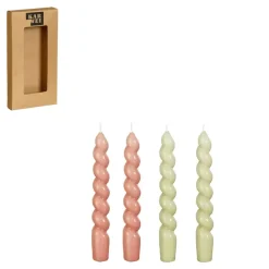 Geen Twist dinerkaars roze bruin 4 stuks - h18,5xd2,5cm