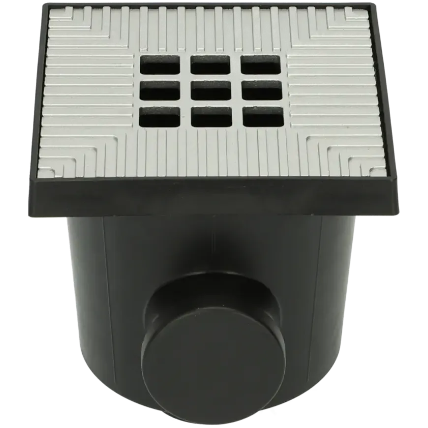 Ultradrain afvoerput met grijs rooster 20,2 x 20,2 x 21,3 cm