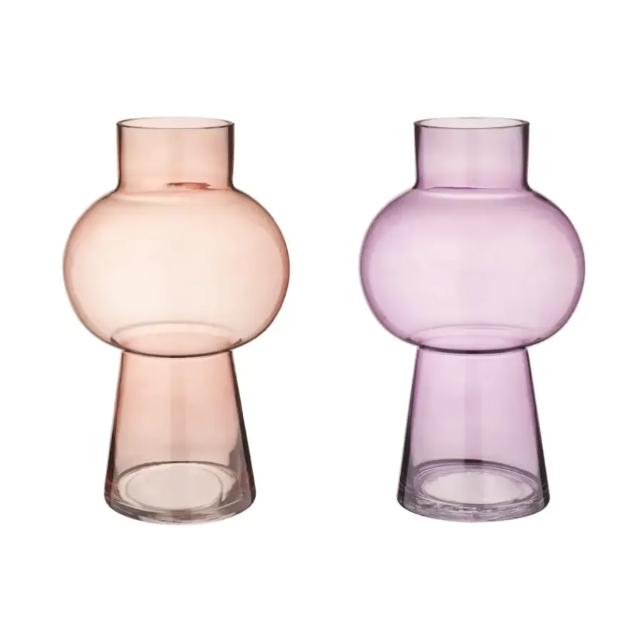 Geen Vaas glas bruin paars 18x18x30cm