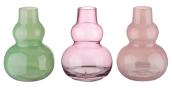 Geen Vaas glas groen roze paars 13x13x17,5cm