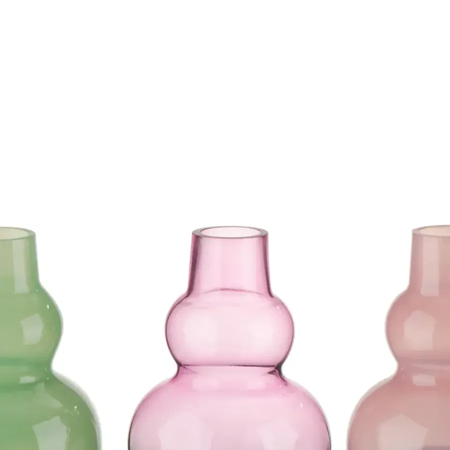 Geen Vaas glas groen roze paars 13x13x17,5cm
