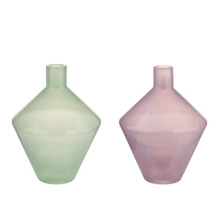 Geen Vaas glas paars groen 17.5x17.5x23cm