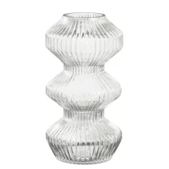 Geen Vaas glas ribbed - h30xd16cm