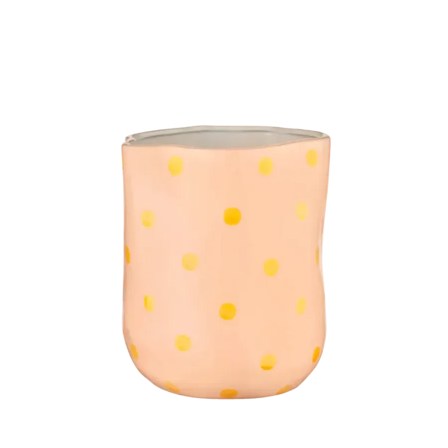 Geen Vaas roze met oranje stippen