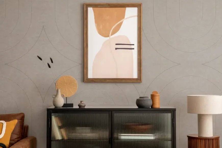 Viltpaneel 4 lijnen taupe 120x60 cm