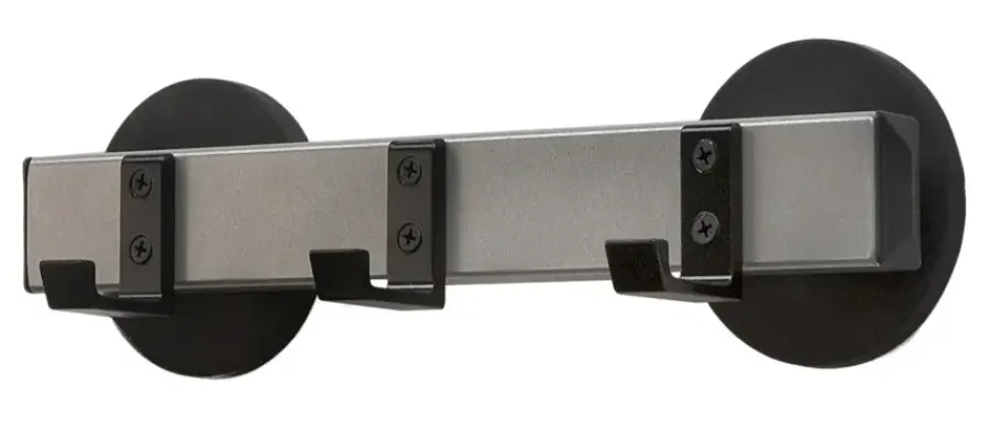 V-part wandkapstok magnetisch met 3 haken - aluminiumgrijs / zwart