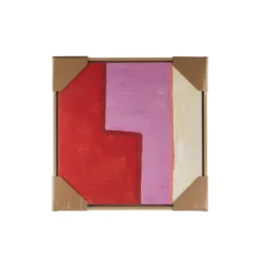 Geen Wanddecoratie rood roze crème 40x40x3.5cm