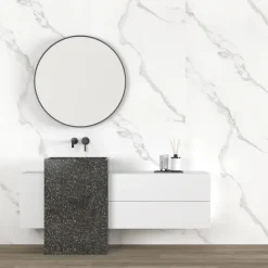 Wand/douche paneel kunststof Allora 260x90 cm wit marmer mat, dikte 5mm 2,34 m²