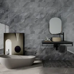 Wandtegel kunststof Allora 30,5x61 cm grijs marmer glans, dikte 5mm 1,116 m²