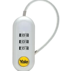 Yale Bagage Hangslot met cijferslot TSA met flexibele kabel wit